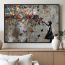 Banksy Wall Art - Banksy Girl and Butterfly Explosion Wall