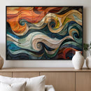 Abstract Wave Wall Art | Ready to Hang Framed Canvas Print |