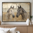 Chines Ink Style Grunge Horses Wall Art Canvas Print