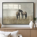Chines Style Grunge Horses Wall Art Canvas Print