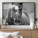 Black and White Horse Winter Wall Art | Ready to Hang and