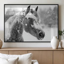 Black Horse Winter Wall Art | Ready to Hang and Framed |