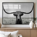 Longhorn Bull Canvas Print | Rustic Farmhouse Wall Art |