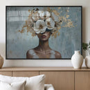 Golden Petal Wall Art - Petal Silhouette Woman Wall Art by MyGreatCanvas | Canvas Wall Art Prints | Photo Prints & Wall Decor