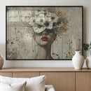 Abstract Floral Women Patel Wall Art Canvas Print