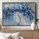 Blue and Gold Abstract Tree Wall Art Canvas Print | Modern