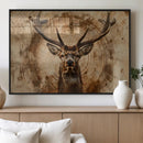 Wood Abstract Deer Wall Art | Rustic Wildlife Canvas Print |