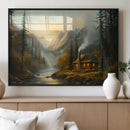 Wood Cabin Retreat Mountain at Sunset Wall Art Print - by MyGreatCanvas | Canvas Wall Art Prints | Photo Prints & Wall Decor