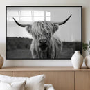 Highland Cow Wall Art | Black and White Farmhouse Decor |