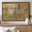 Middle Earth Map Canvas Wall Art – Vintage Fantasy Map