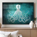 Green Octopus Abstract Wall Art Canvas Print