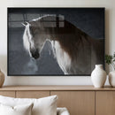 Large Wall Art Cream Colored Horse on Grey Background Canvas