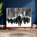 Bison Herd in Snow Wall Art Canvas Print | Rustic Western
