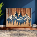 Rustic Wood Style Mountain Wall Art, Nature Forest Canvas