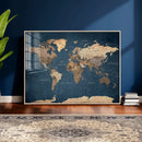 Navy Blue World Map Canvas Print – Framed Travel Map Wall by MyGreatCanvas | Canvas Wall Art Prints | Photo Prints & Wall Decor