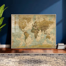 Vintage World Map Wall Art Canvas Print, Detailed World Map