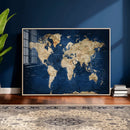 World Map Canvas Print – Framed Travel Map Wall Art for