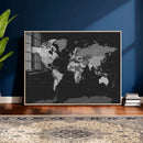 Black World Map Wall Art Canvas Print – Detailed Map of the by MyGreatCanvas | Canvas Wall Art Prints | Photo Prints & Wall Decor