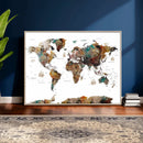 Watercolor World Map Canvas Print – Detailed Map of the