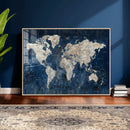 Large Blue World Map Wall Art Canvas Print for Home Office by MyGreatCanvas | Canvas Wall Art Prints | Photo Prints & Wall Decor