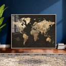 Framed World Map with Pin Canvas Print – Detailed World Map