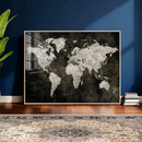 Vintage World Map Wall Art Canvas Print – Framed Large Map