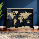 Dark World Map Canvas Wall Art Print, Minimal Black and Gold by MyGreatCanvas | Canvas Wall Art Prints | Photo Prints & Wall Decor