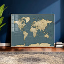 Minimal Vintage World Map Canvas Wall Art Print, Neutral