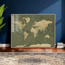 Large World Map Canvas Wall Art Print for Study Room Decor -