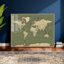 Vintage World Map Canvas Wall Art Print, Classic Global Map