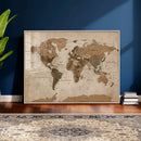 World Map Canvas Wall Art Print, Detailed Global Map Artwork