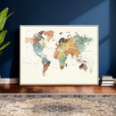 Framed World Map Wall Art Canvas Print for Living Room and by MyGreatCanvas | Canvas Wall Art Prints | Photo Prints & Wall Decor