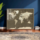 Vintage World Map Canvas Print – Framed Travel Map Wall Art
