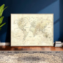 Colorful Watercolor World Map Canvas Wall Art – Framed