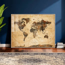 Navy Blue and Gold World Map Canvas Print – Framed Luxury by MyGreatCanvas | Canvas Wall Art Prints | Photo Prints & Wall Decor