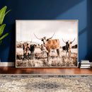 Texas Longhorn Cattle Wall Art Canvas Print, Sepia Western by MyGreatCanvas | Canvas Wall Art Prints | Photo Prints & Wall Decor