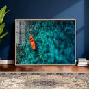 Turquoise Ocean Boat Wall Art Canvas Print by MyGreatCanvas | Canvas Wall Art Prints | Photo Prints & Wall Decor