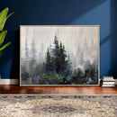 Misty Pine Forest Oil Painting Canvas — Dark Moody Teal Grey by MyGreatCanvas | Canvas Wall Art Prints | Photo Prints & Wall Decor