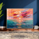 Bold Palette Knife Ocean Sunset Canvas — Orange Pink Teal by MyGreatCanvas | Canvas Wall Art Prints | Photo Prints & Wall Decor