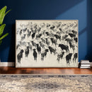 Longhorn Cattle Canvas Wall Art, Black White Stampede Ink by MyGreatCanvas | Canvas Wall Art Prints | Photo Prints & Wall Decor