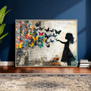Banksy Butterfly Girl Wall Art Canvas Print, Framed Street by MyGreatCanvas | Canvas Wall Art Prints | Photo Prints & Wall Decor