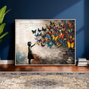 Banksy Graffiti Butterfly Girl Wall Art Canvas Print, Framed by MyGreatCanvas | Canvas Wall Art Prints | Photo Prints & Wall Decor