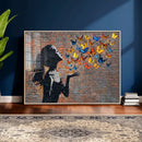 Urban Banksy Butterfly Girl Wall Art Canvas Print, Framed by MyGreatCanvas | Canvas Wall Art Prints | Photo Prints & Wall Decor