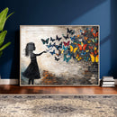 Banksy Butterfly Girl Wall Art Canvas Print, Framed Street by MyGreatCanvas | Canvas Wall Art Prints | Photo Prints & Wall Decor