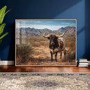 Texas Longhorn Canvas Wall Art Western Bull Desert Moody by MyGreatCanvas | Canvas Wall Art Prints | Photo Prints & Wall Decor