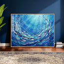 School of Fish Canvas Print | Blue Ocean Underwater Wall Art by MyGreatCanvas | Canvas Wall Art Prints | Photo Prints & Wall Decor