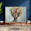 Golden Petal Wall Art Canvas Print - Silhouette Woman Wall