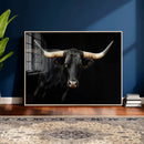 Black Bull Wall Art – Majestic Longhorn Canvas Print with