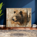 Rustic Grizzly Bear Wall Art, Abstract Grizzly 399 Bear Wall