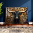 Longhorn Texas Cow Bull Wall Art | Rustic Farmhouse Canvas by MyGreatCanvas | Canvas Wall Art Prints | Photo Prints & Wall Decor